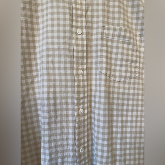Nordstrom Men’s Button Down Linen Blend Dress Shirt Tan White Size Large Trim - Picture 5 of 7